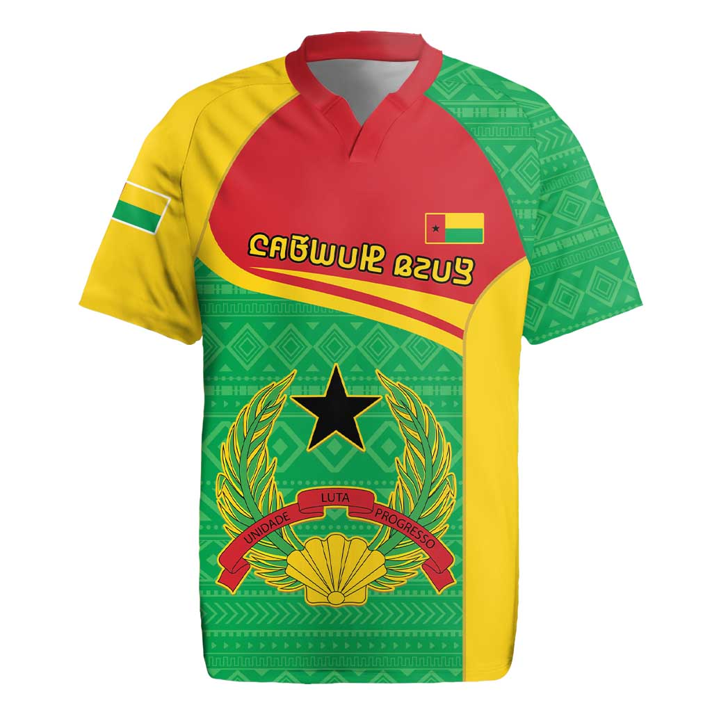 Personalised Guinea Bissau Rugby Jersey Coat Of Arms - African Pattern - Wonder Print Shop