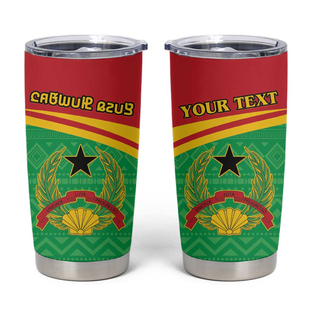 Personalised Guinea Bissau Tumbler Cup Coat Of Arms - African Pattern - Wonder Print Shop