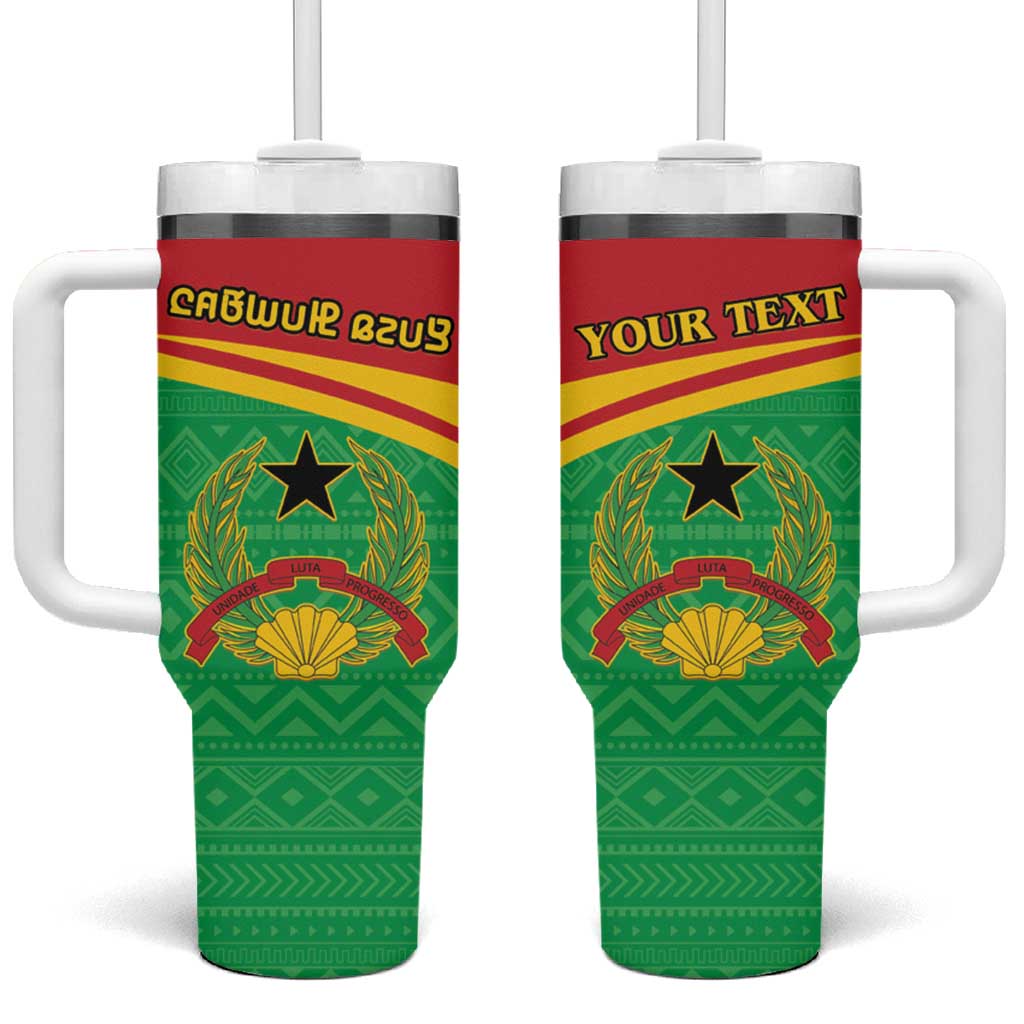 Personalised Guinea Bissau Tumbler With Handle Coat Of Arms - African Pattern - Wonder Print Shop