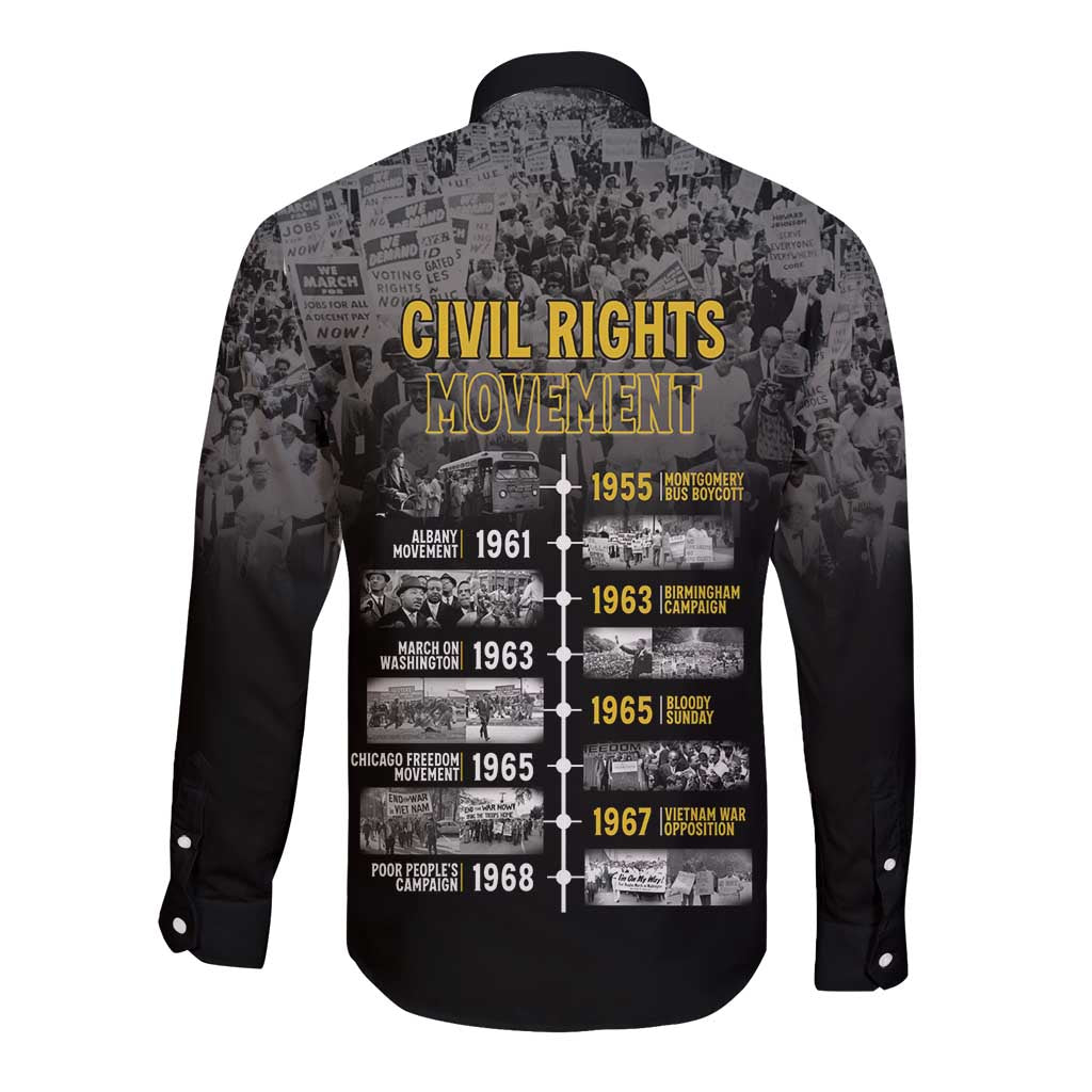 Black long-sleeve button shirt with large back graphic and button cuffs
