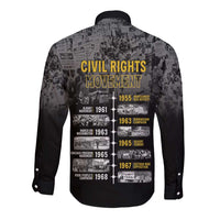 Black long-sleeve button shirt with large back graphic and button cuffs