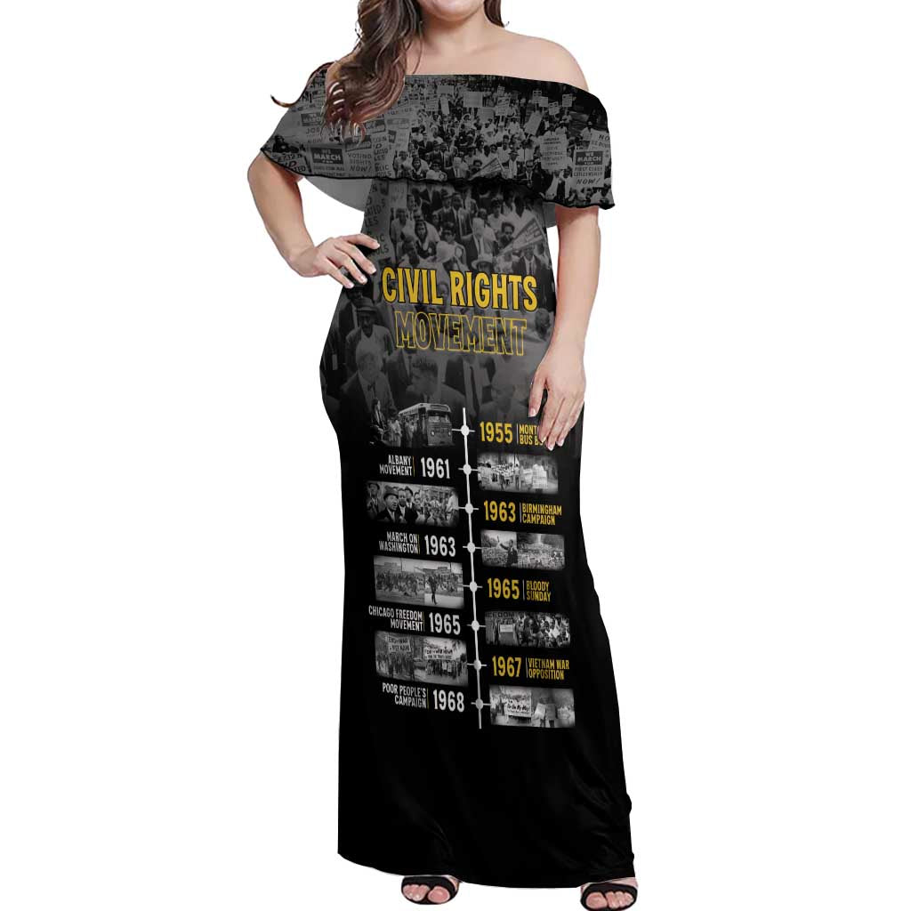 Black History Month Off Shoulder Maxi Dress Civil Rights Movement