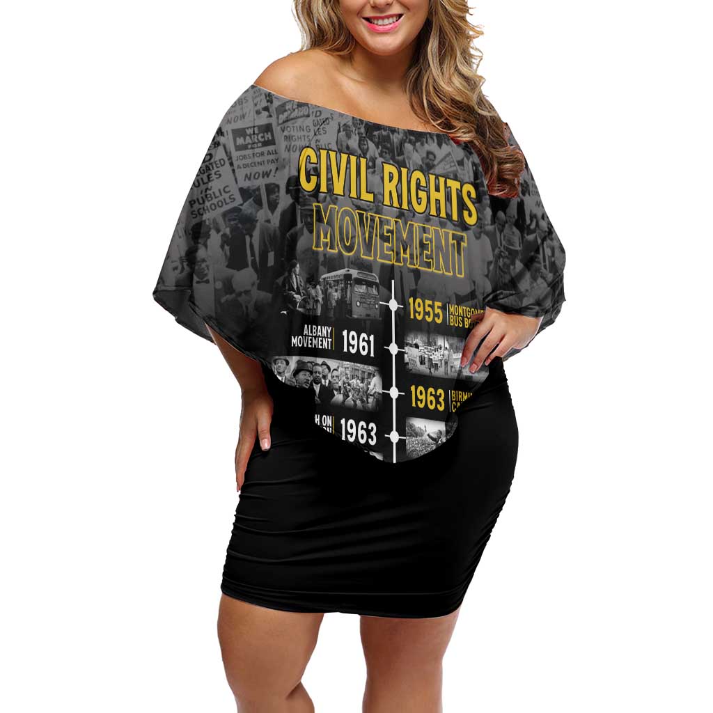 Black History Month Off Shoulder Short Dress Civil Rights Movement