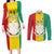 Personalised Guinea Couples Matching Long Sleeve Bodycon Dress and Long Sleeve Button Shirt Coat Of Arms Flag Style