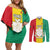 Personalised Guinea Couples Matching Off Shoulder Short Dress and Long Sleeve Button Shirt Coat Of Arms Flag Style