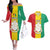 Personalised Guinea Couples Matching Off The Shoulder Long Sleeve Dress and Hawaiian Shirt Coat Of Arms Flag Style