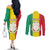 Personalised Guinea Couples Matching Off The Shoulder Long Sleeve Dress and Long Sleeve Button Shirt Coat Of Arms Flag Style