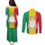 Personalised Guinea Couples Matching Puletasi and Long Sleeve Button Shirt Coat Of Arms Flag Style