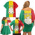 Personalised Guinea Family Matching Off Shoulder Short Dress and Hawaiian Shirt Coat Of Arms Flag Style