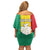 Personalised Guinea Family Matching Off Shoulder Short Dress and Hawaiian Shirt Coat Of Arms Flag Style