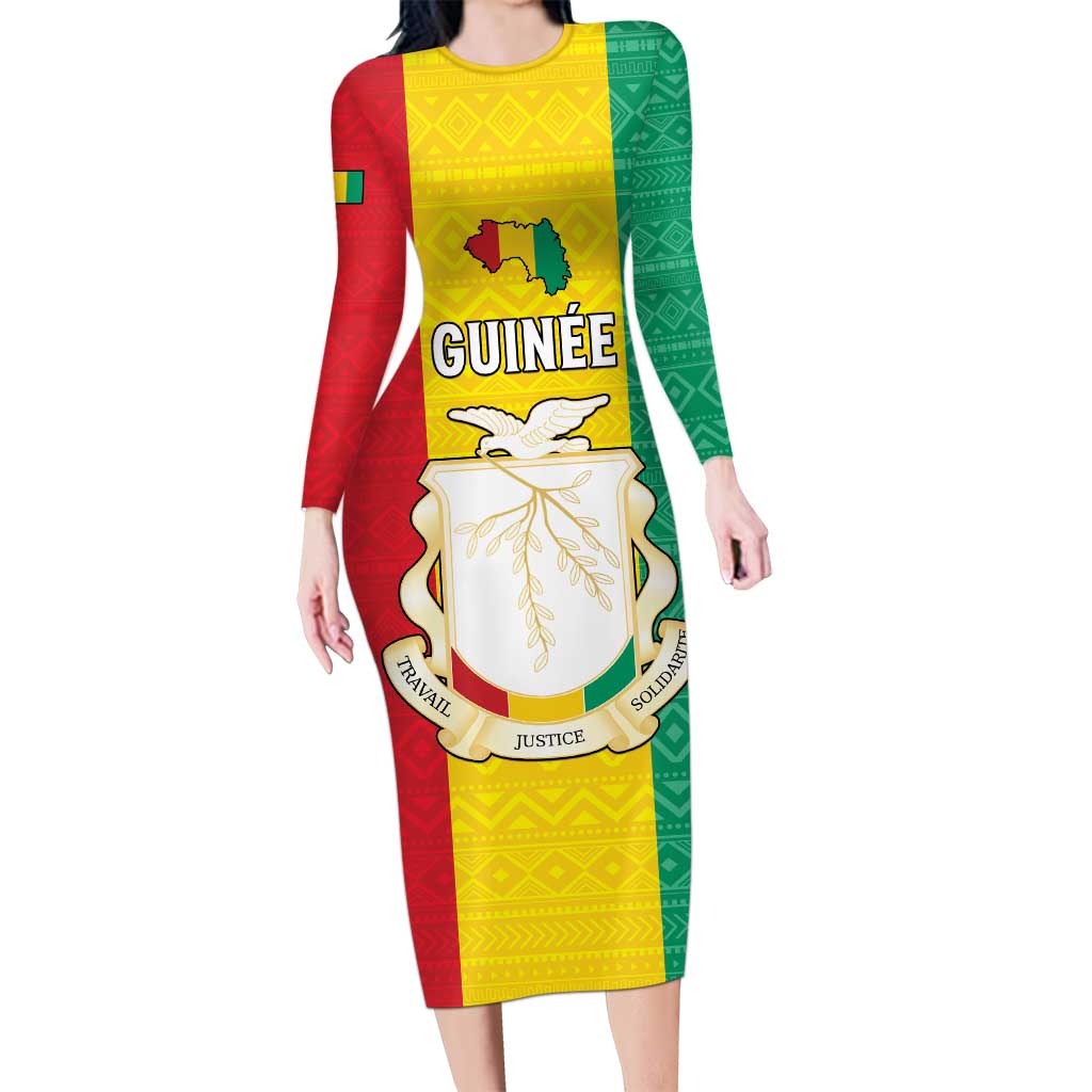 Personalised Guinea Long Sleeve Bodycon Dress Coat Of Arms Flag Style