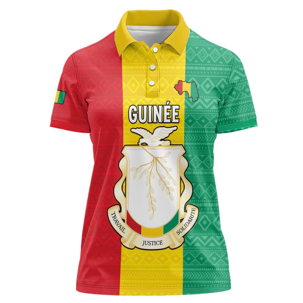 Personalised Guinea Women Polo Shirt Coat Of Arms Flag Style