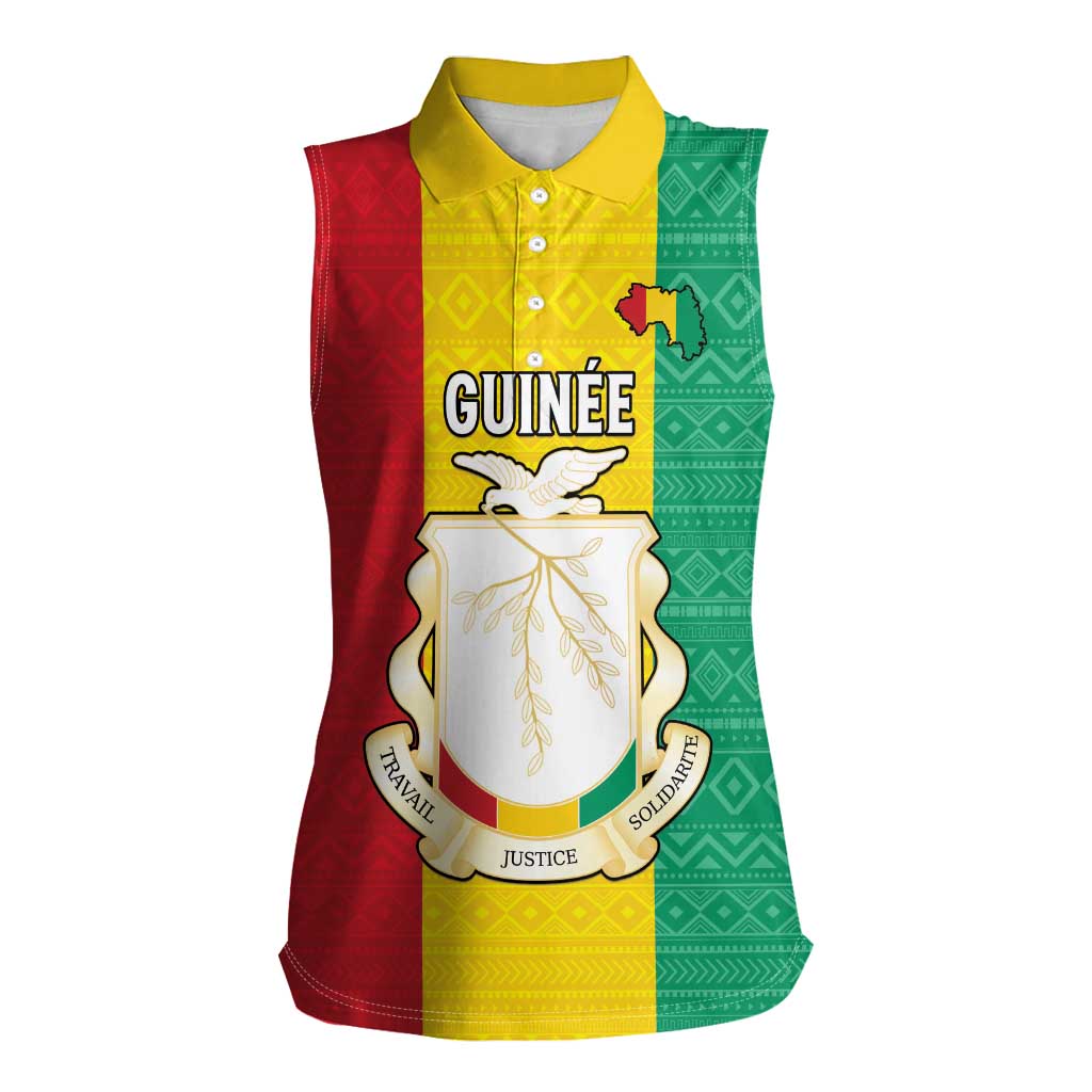 Personalised Guinea Women Sleeveless Polo Shirt Coat Of Arms Flag Style