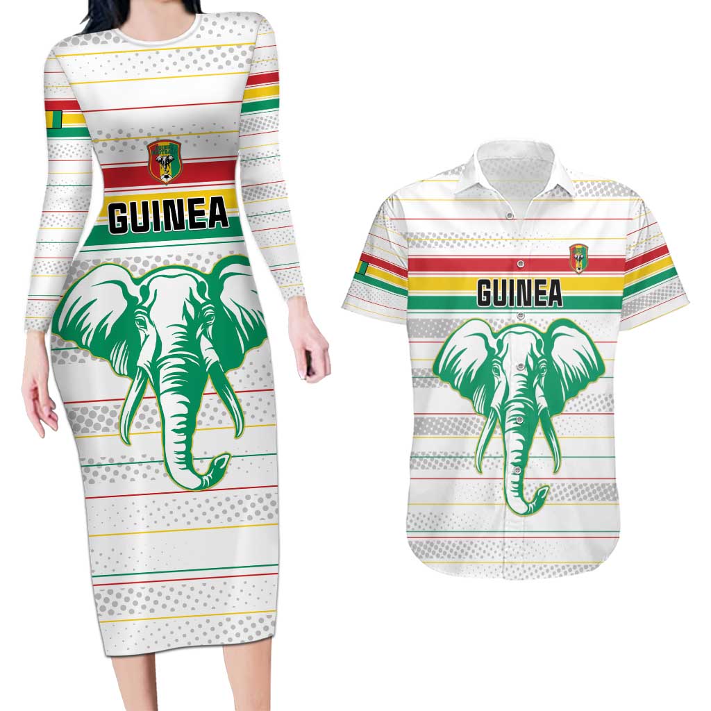 Custom Guinea Football Couples Matching Long Sleeve Bodycon Dress and Hawaiian Shirt Go Champions