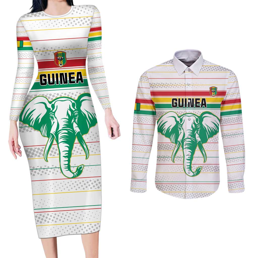 Custom Guinea Football Couples Matching Long Sleeve Bodycon Dress and Long Sleeve Button Shirt Go Champions