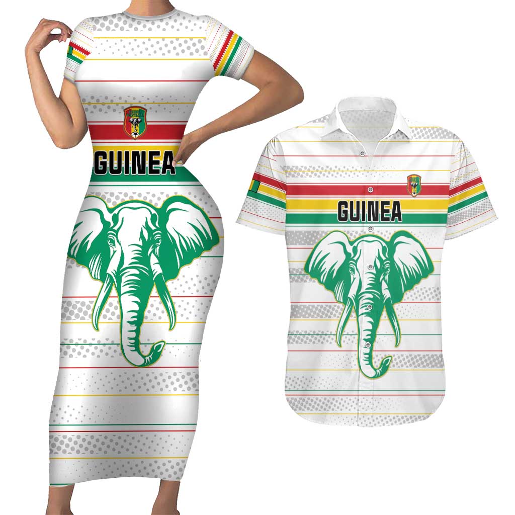 Custom Guinea Football Couples Matching Short Sleeve Bodycon Dress and Hawaiian Shirt Go Champions