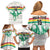 Custom Guinea Football Family Matching Off Shoulder Short Dress and Hawaiian Shirt Go Champions