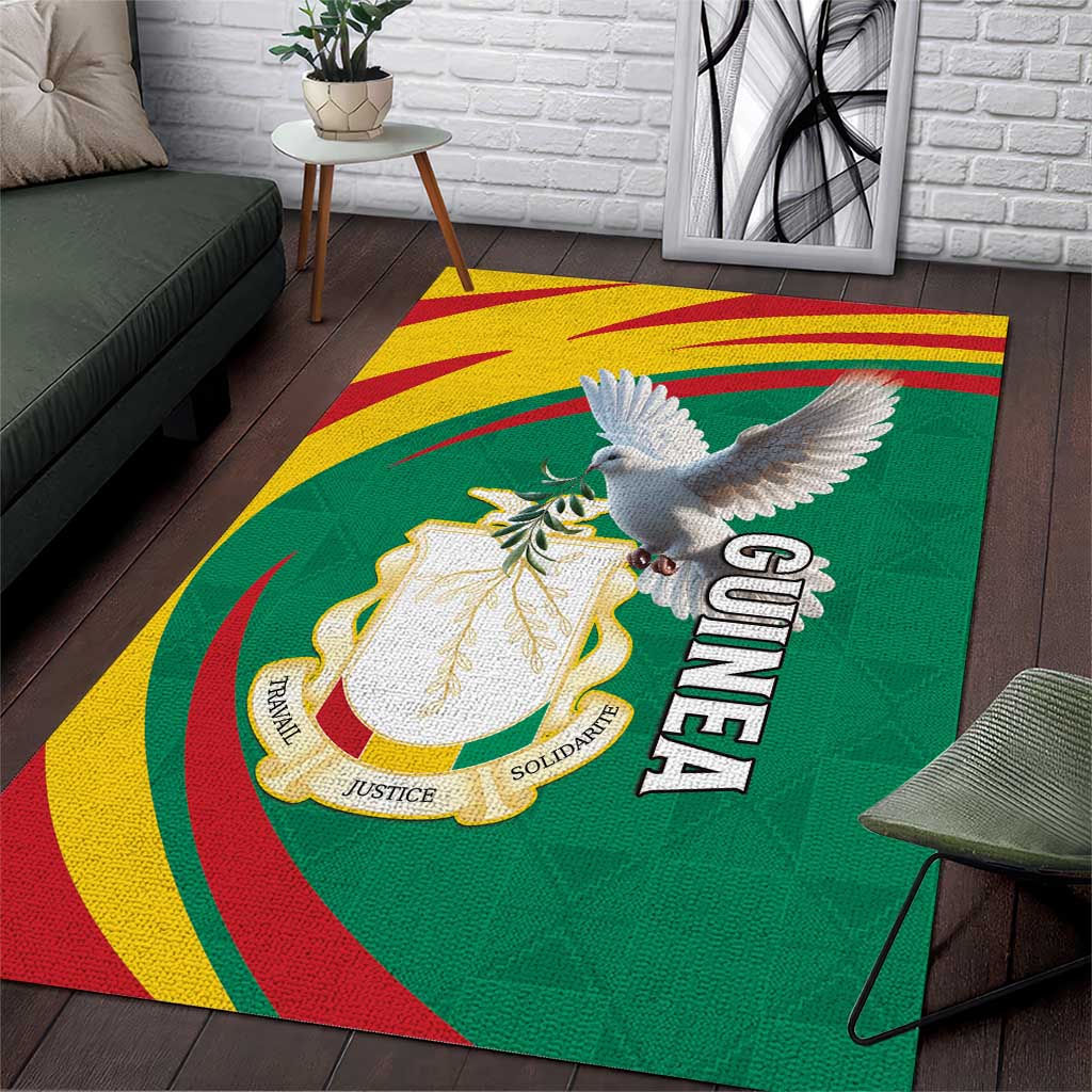 Guinea-Conakry Area Rug Coat Of Arms With Pigeon