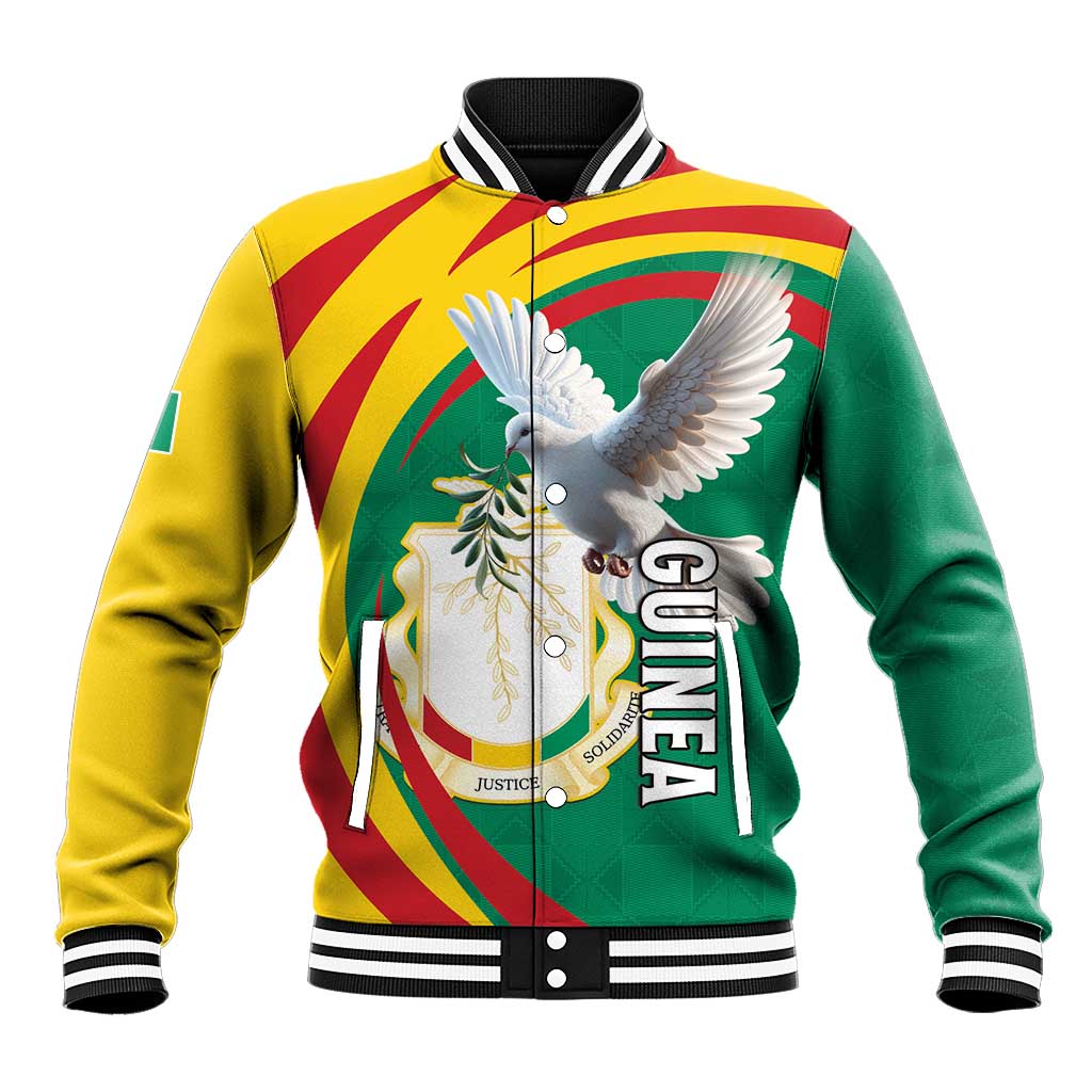 Guinea-Conakry Baseball Jacket Coat Of Arms With Pigeon