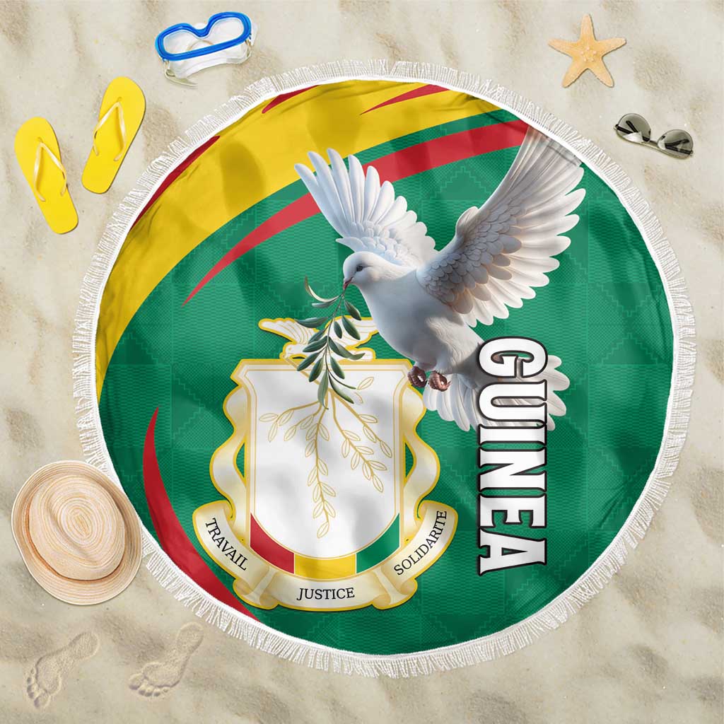 Guinea-Conakry Beach Blanket Coat Of Arms With Pigeon