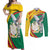 Guinea-Conakry Couples Matching Off Shoulder Maxi Dress and Long Sleeve Button Shirt Coat Of Arms With Pigeon