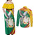 Guinea-Conakry Couples Matching Off Shoulder Maxi Dress and Long Sleeve Button Shirt Coat Of Arms With Pigeon