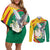 Guinea-Conakry Couples Matching Off Shoulder Short Dress and Long Sleeve Button Shirt Coat Of Arms With Pigeon