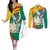 Guinea-Conakry Couples Matching Off The Shoulder Long Sleeve Dress and Long Sleeve Button Shirt Coat Of Arms With Pigeon