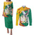 Guinea-Conakry Couples Matching Puletasi and Long Sleeve Button Shirt Coat Of Arms With Pigeon