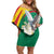 Guinea-Conakry Family Matching Off Shoulder Short Dress and Hawaiian Shirt Coat Of Arms With Pigeon