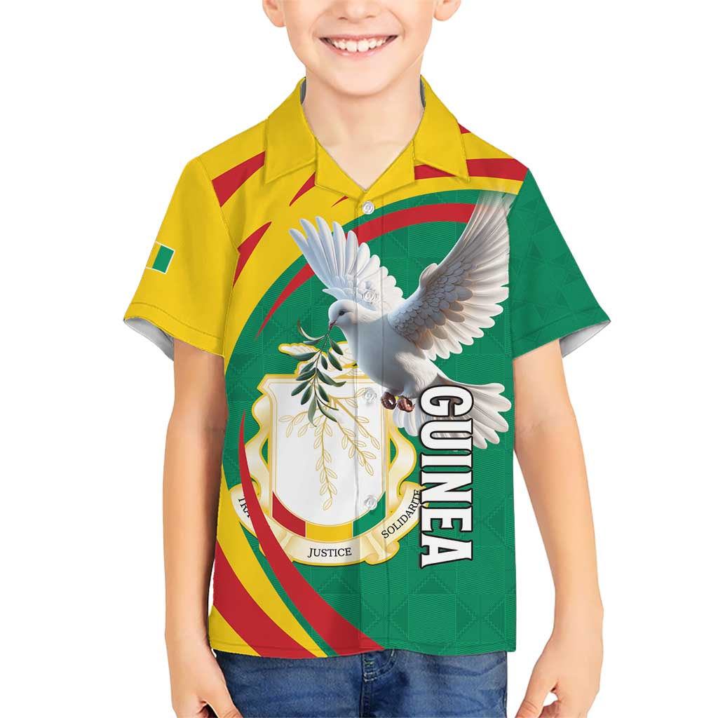 Guinea-Conakry Kid Hawaiian Shirt Coat Of Arms With Pigeon