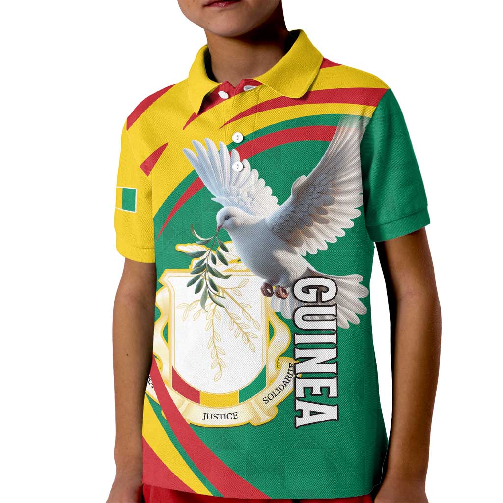 Guinea-Conakry Kid Polo Shirt Coat Of Arms With Pigeon