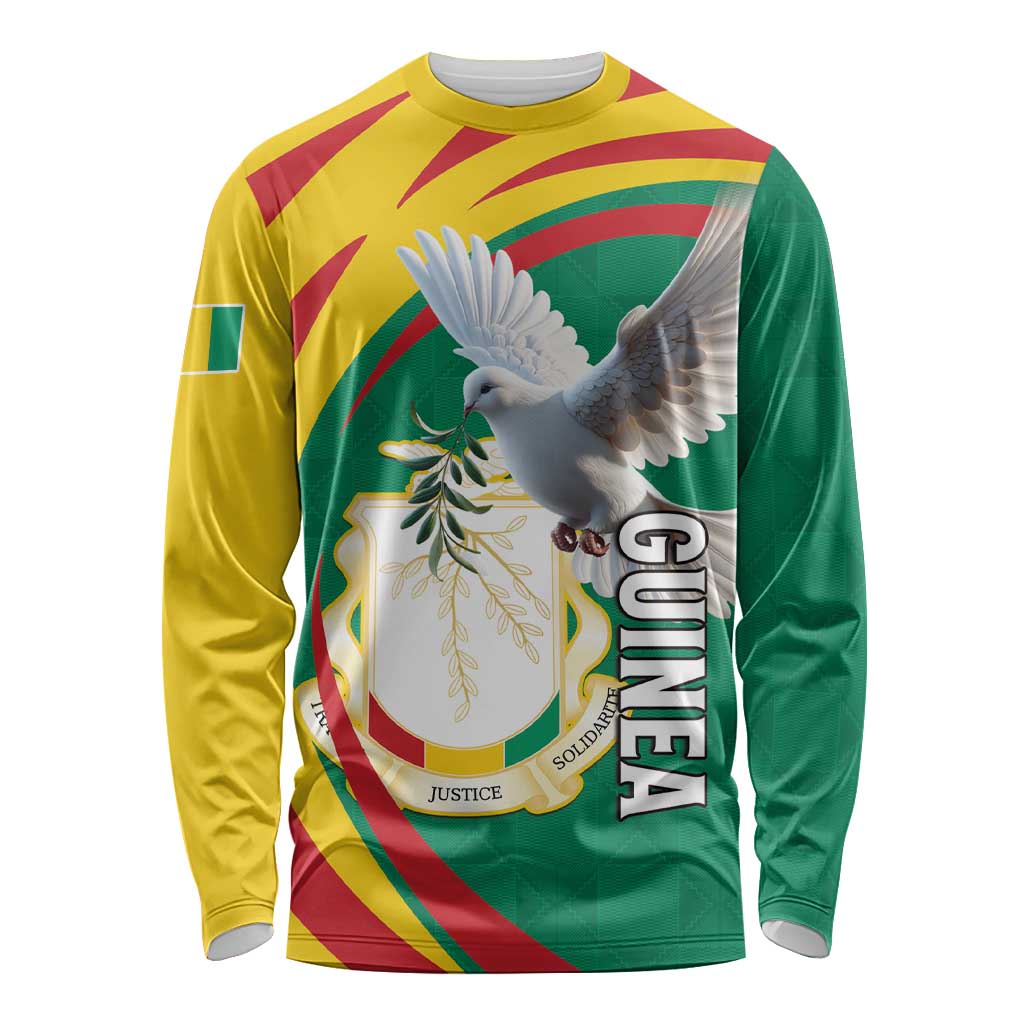 Guinea-Conakry Long Sleeve Shirt Coat Of Arms With Pigeon