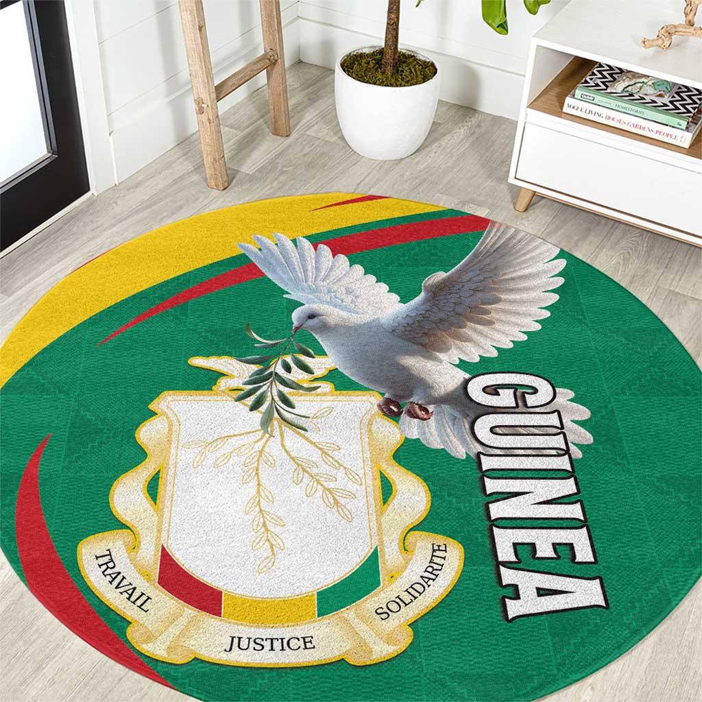 Guinea-Conakry Round Carpet Coat Of Arms With Pigeon