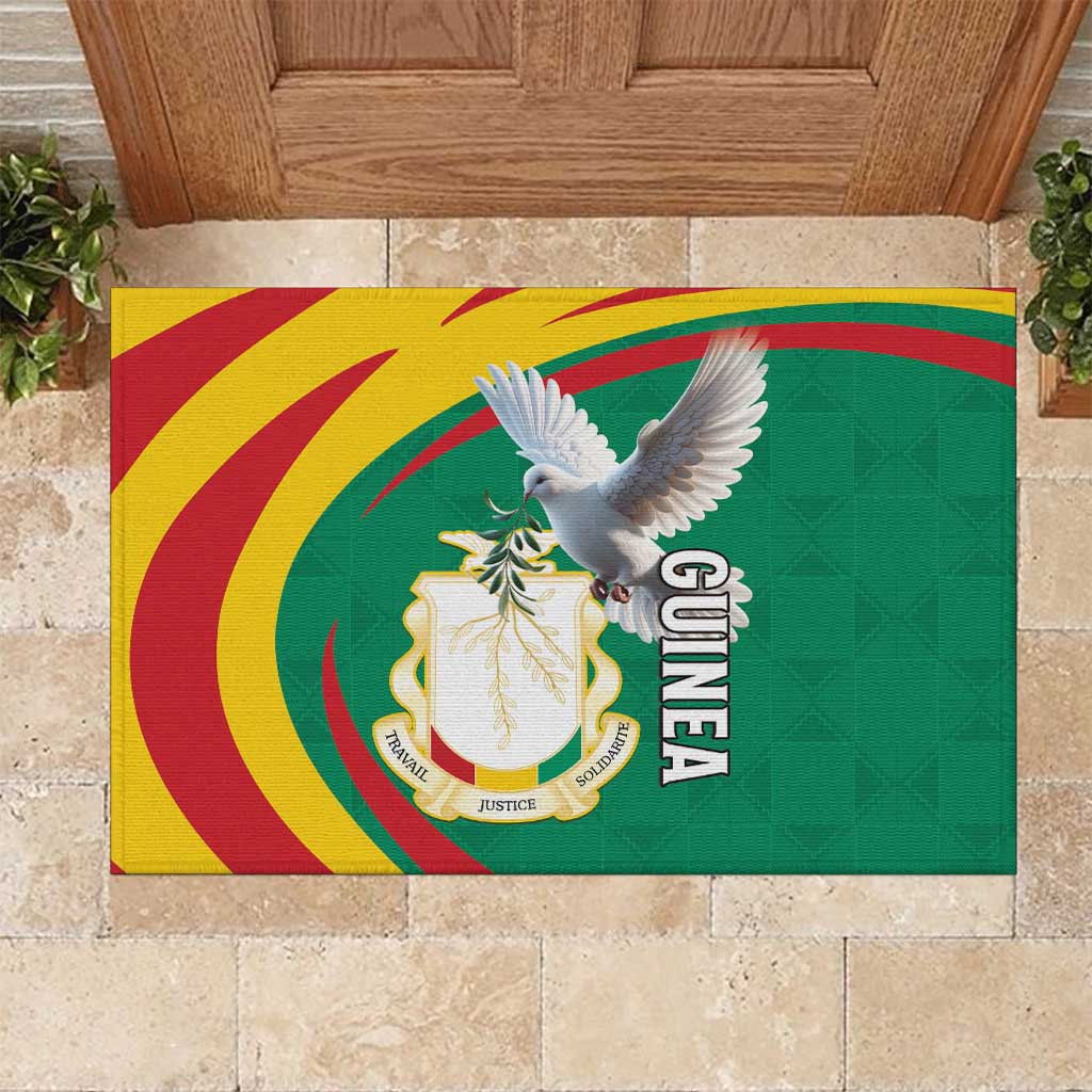 Guinea-Conakry Rubber Doormat Coat Of Arms With Pigeon