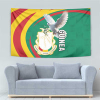 Guinea tapestry wall hanging with pigeon and shield crest, green yellow red flag