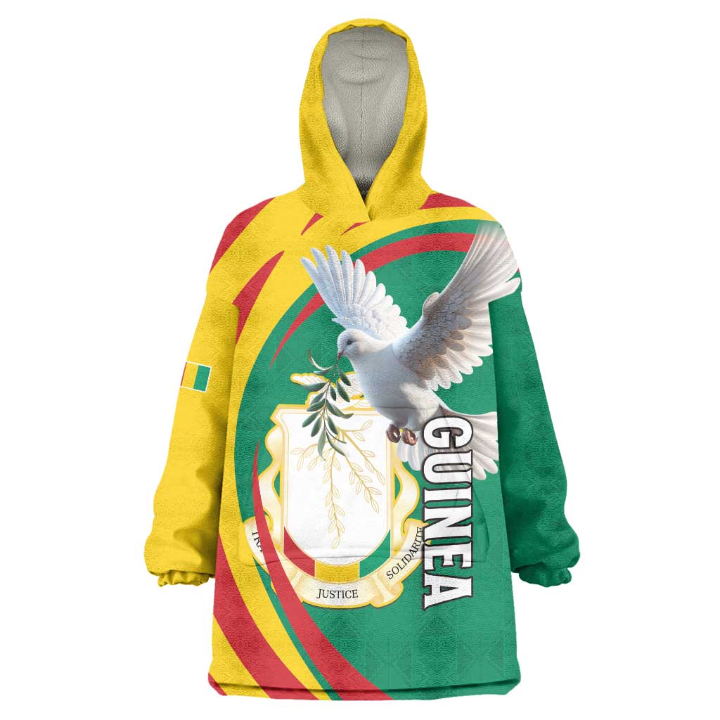 Guinea-Conakry Wearable Blanket Hoodie Coat Of Arms With Pigeon