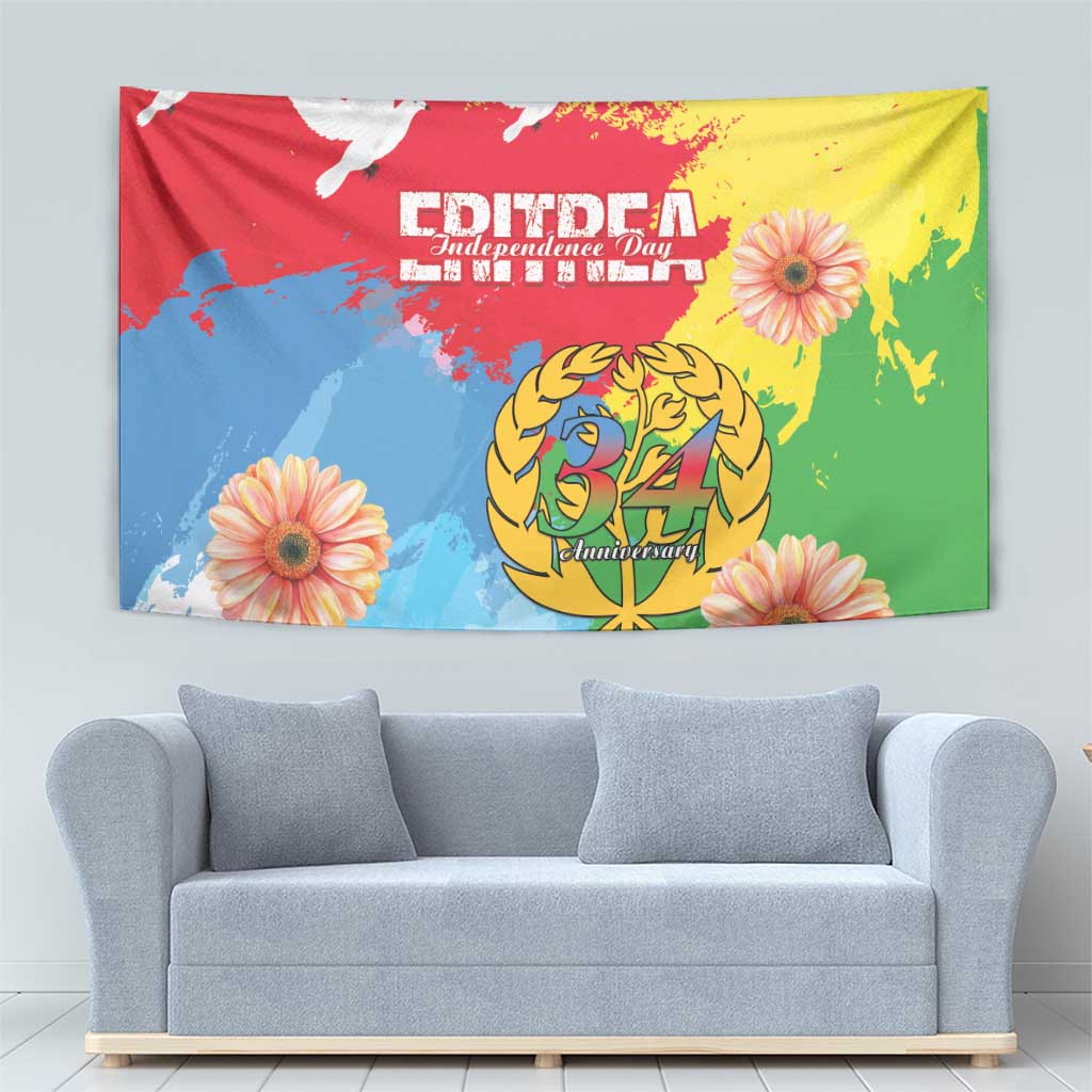 Personalised Eritrea Independence Day Tapestry Grunge Style