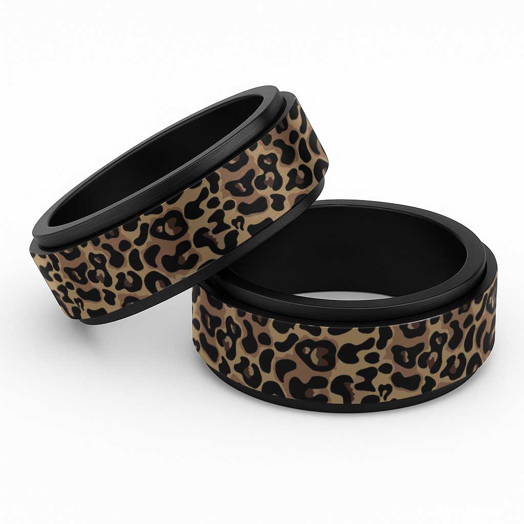 African Leopard Skin Pattern Spinner Ring - Wonder Print Shop