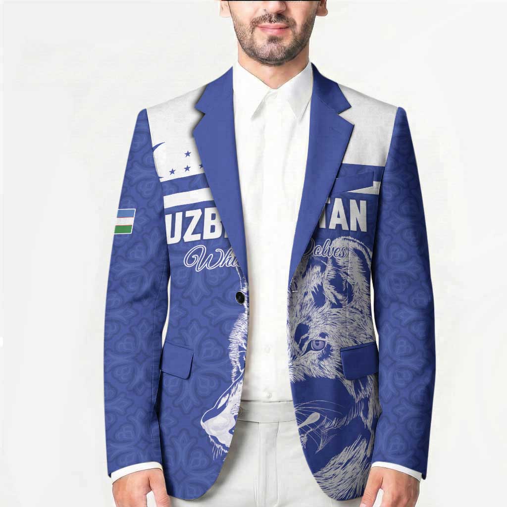 Custom Uzbekistan Football 2026 Blazer White Wolves Rising