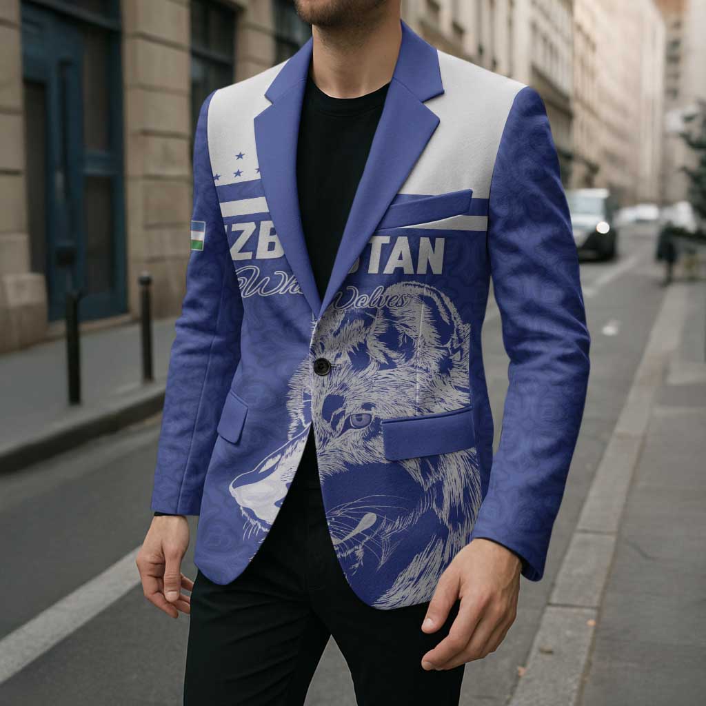 Custom Uzbekistan Football 2026 Blazer White Wolves Rising