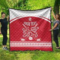 Custom Denmark Hockey Quilt Come On Danish Lions