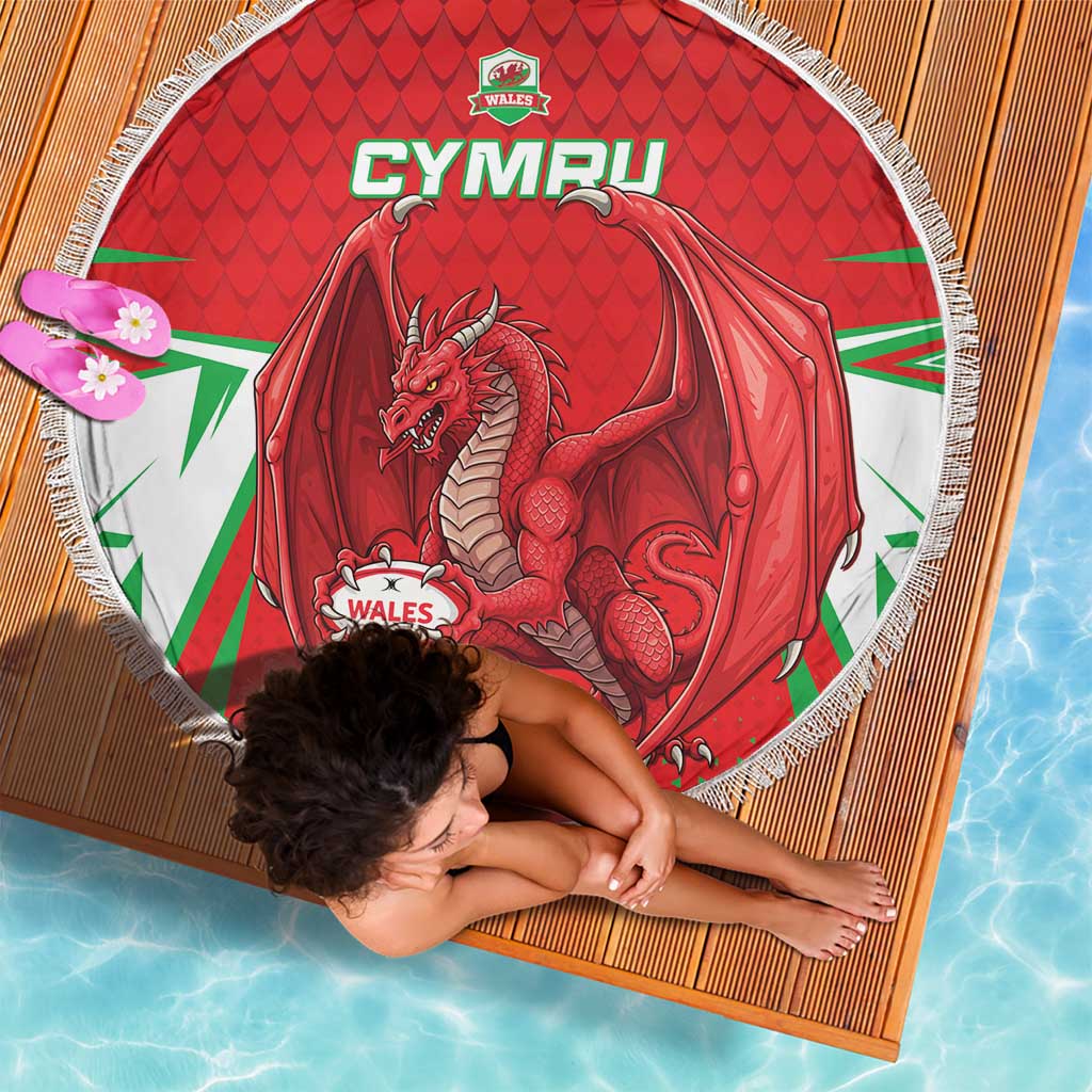 Wales Rugby Custom Beach Blanket Dragon Scales Style - Wonder Print Shop