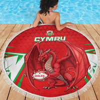 Wales Rugby Custom Beach Blanket Dragon Scales Style - Wonder Print Shop