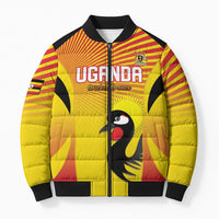 Custom Uganda Cricket Bomber Puffer Jacket Go Cricket Cranes Go - Wonder Print Shop