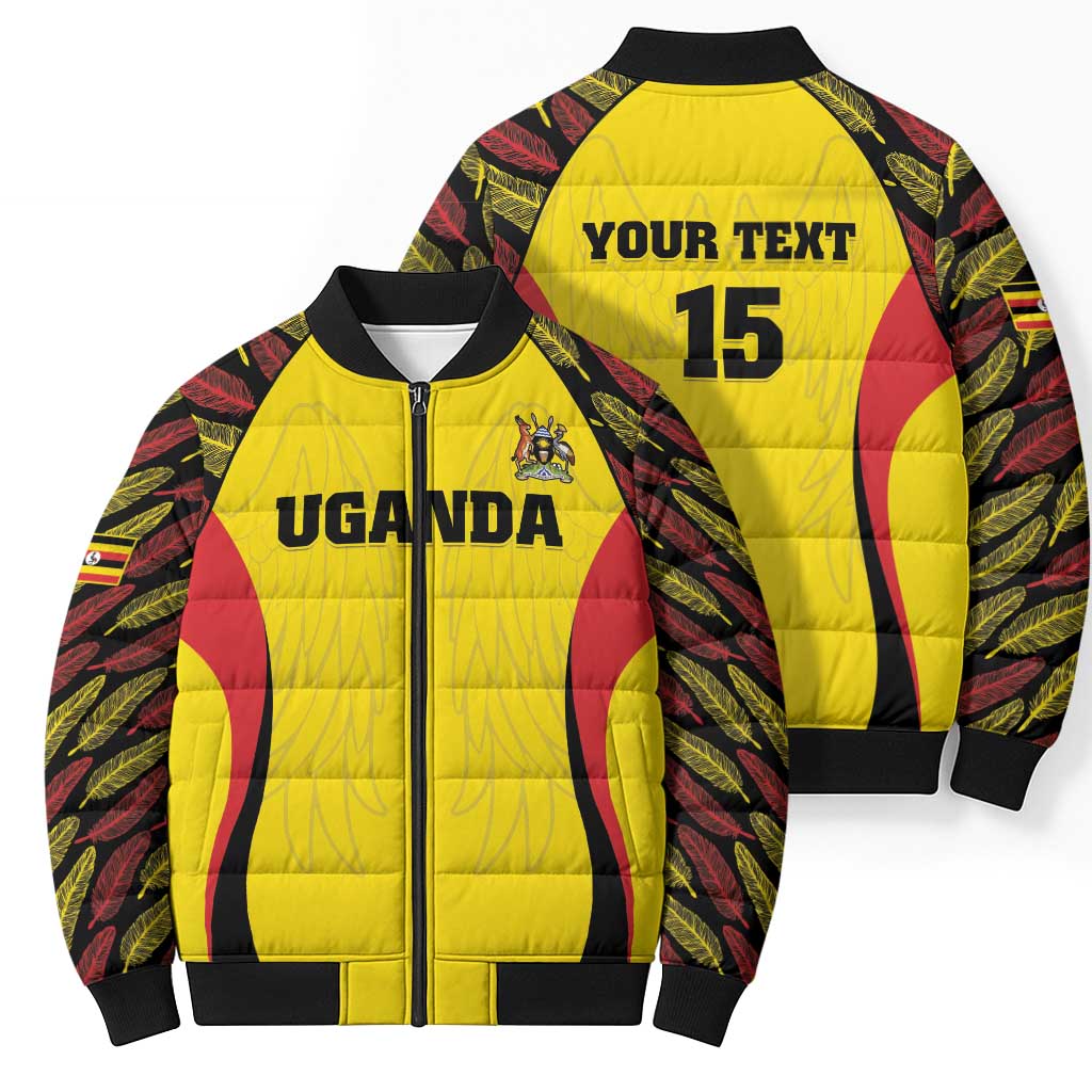 Custom Uganda Cricket Bomber Puffer Jacket Go Cricket Cranes - Wonder Print Shop