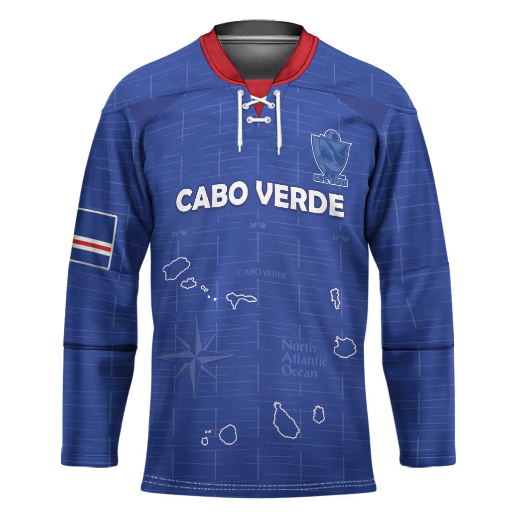 Custom Cape Verde Football Hockey Jersey Come On Tubaroes Azuis - Blue - Wonder Print Shop