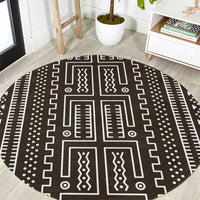 Mali Mud Cloth Round Carpet Bogolanfini Pattern - Wonder Print Shop