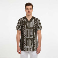 Mali Mud Cloth Scrub Top Bogolanfini Pattern - Wonder Print Shop