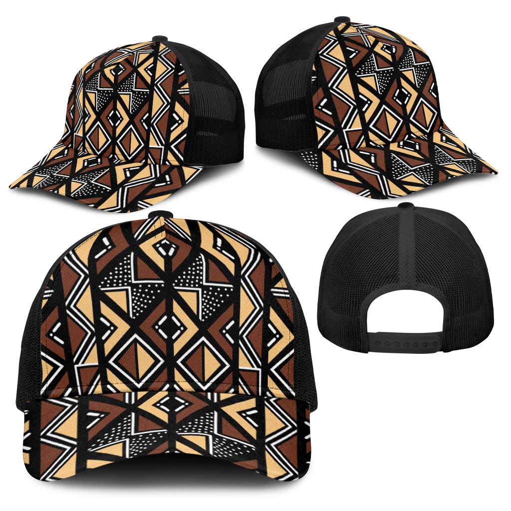 Mali Mud Cloth Legacy Pattern Baseball Net Cap Ethnic Geometry Style - Wonder Print Shop